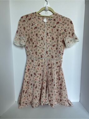 H&M Pink Floral Lace-Trim Dress with Open Back Size 2